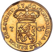 7 Gulden, Netherlands, 1760-1764 reverse image