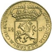14 Gulden "Golden Rider", Netherlands, 1760-1764 reverse image