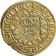 Guilder - Charles of Egmont punctuation by lilies reverse image